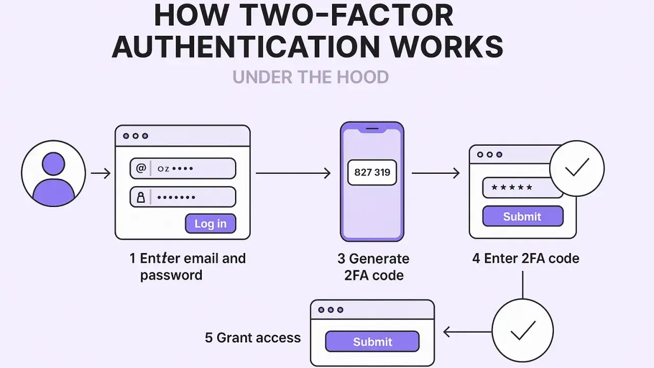 Schemat pokazuje, co to jest token przy logowaniu: wpisujesz login i hasło, telefon generuje kod, który wpisujesz, by uzyskać dostęp.