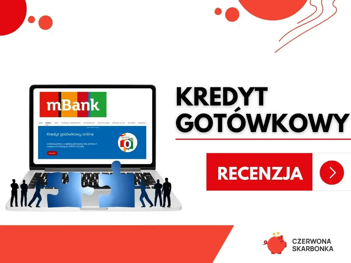 Kredyt gotówkowy mBank: sprawdź, ile trwa decyzja kredytowa. Laptop z ofertą, ludzie i puzzle symbolizujące proces.