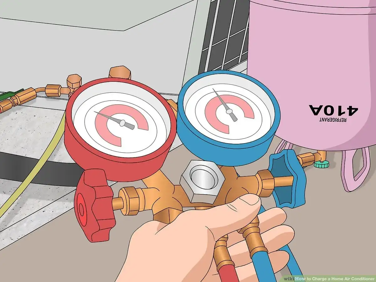 Manomètre de clim maison, prêt à vérifier le niveau de gaz. Savoir quand recharger clim maison est essentiel pour son efficacité.