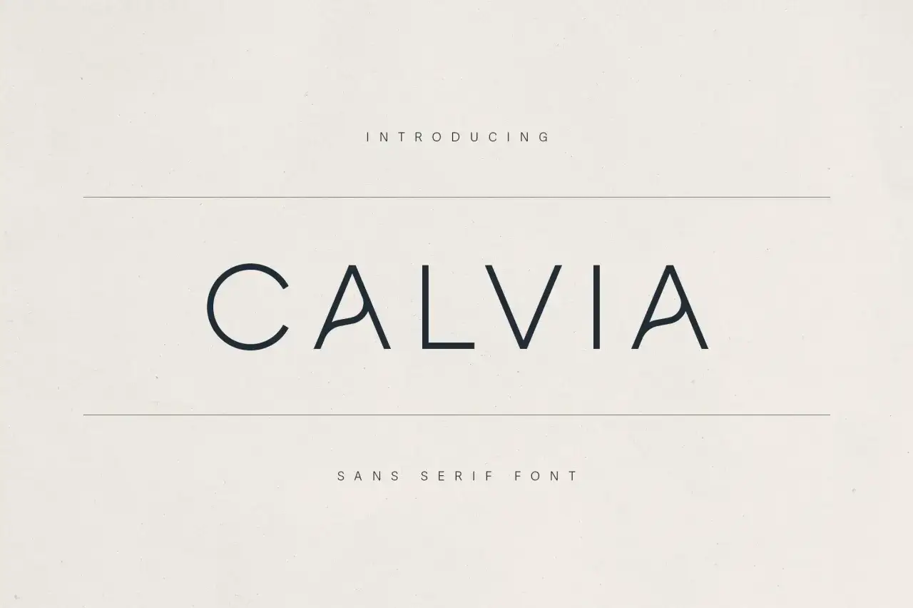 Elegancka czcionka do wycinania CALVIA, sans serif, idealna do nowoczesnych projekt&oacute;w graficznych.