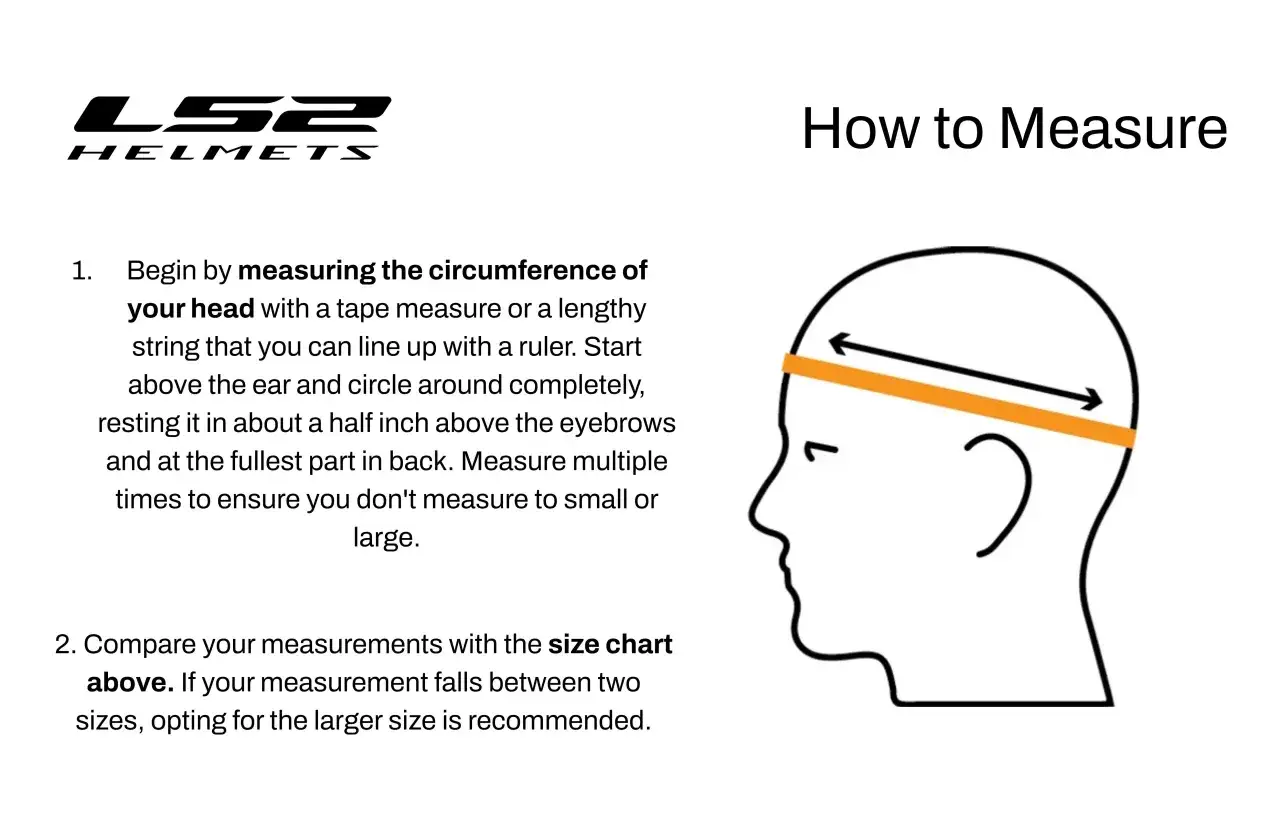 Ilustraci&oacute;n de c&oacute;mo medir la cabeza para saber como tiene que quedar un casco de moto. Muestra una cinta naranja alrededor de la cabeza.