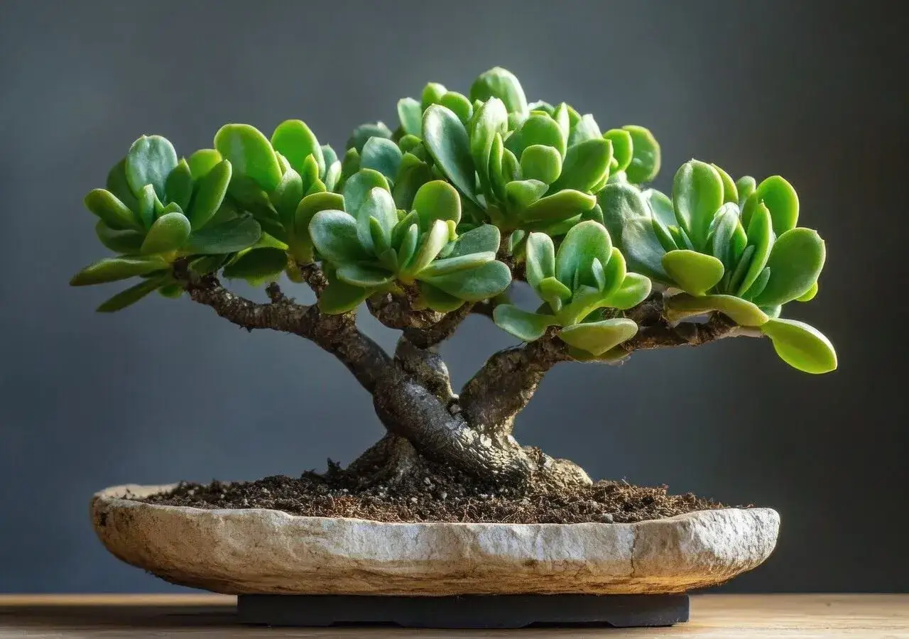 Un árbol de jade en maceta, con hojas verdes y carnosas, listo para recibir los cuidados necesarios para su crecimiento.