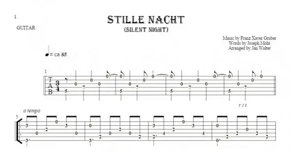 tabulatura cicha noc gitara fingerstyle