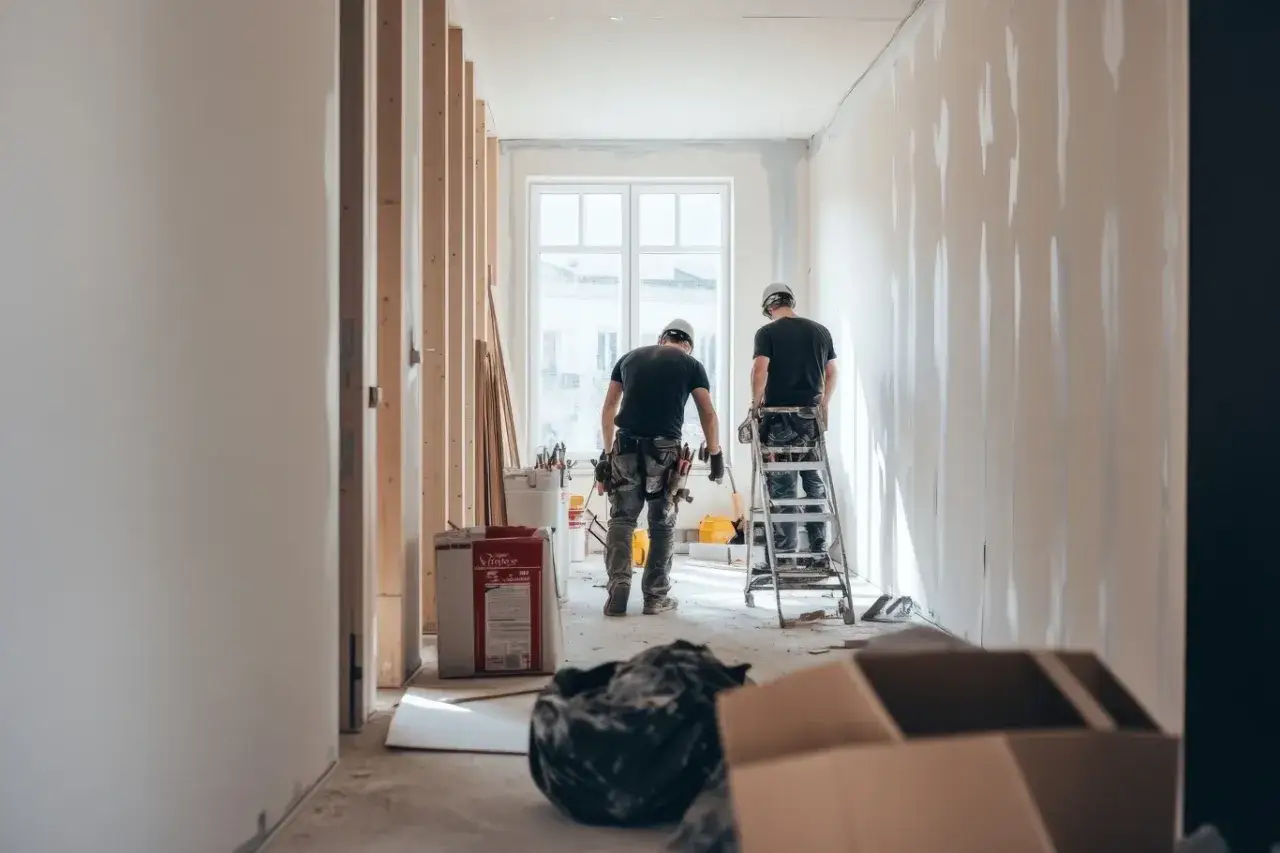 Dwóch budowlańców pracuje w mieszkaniu w trakcie remontu. Czy spółdzielnia może zabronić remontu mieszkania?