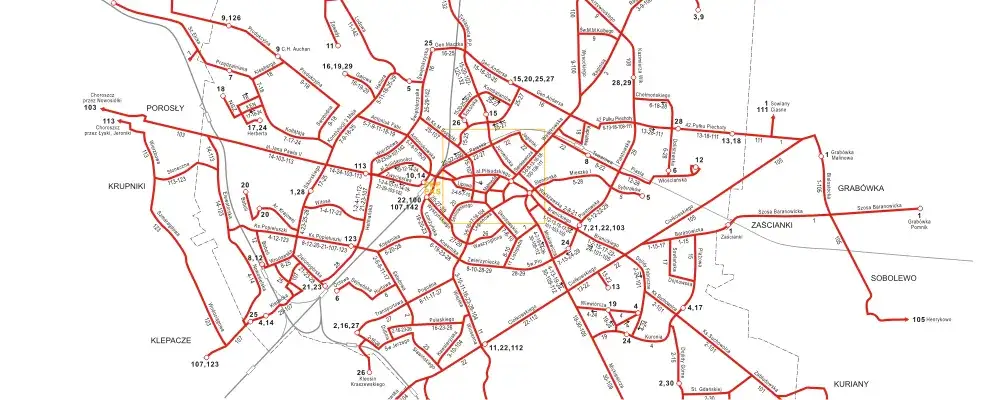 Mapa komunikacji miejskiej Białystok