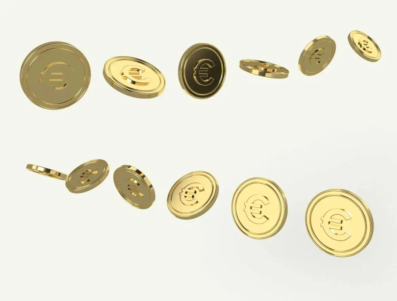 Złote monety z symbolem euro spadają, symbolizując zmienne madera ceny.