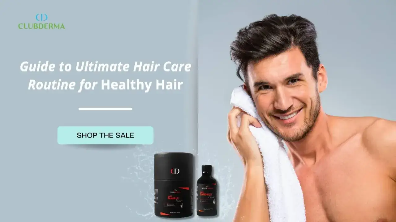 Mężczyzna z ręcznikiem po umyciu włosów. Poradnik jak myć włosy i dbać o ich zdrowie. Produkty Clubderma.