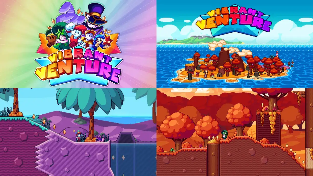 Vibrant Venture - kolekcja najlepszych gier 2d z kolorowymi postaciami i pixelartowymi światami.