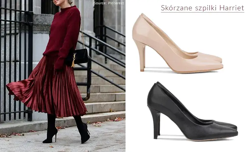 spódnica midi szpilki czółenka botki na obcasie stylizacje
