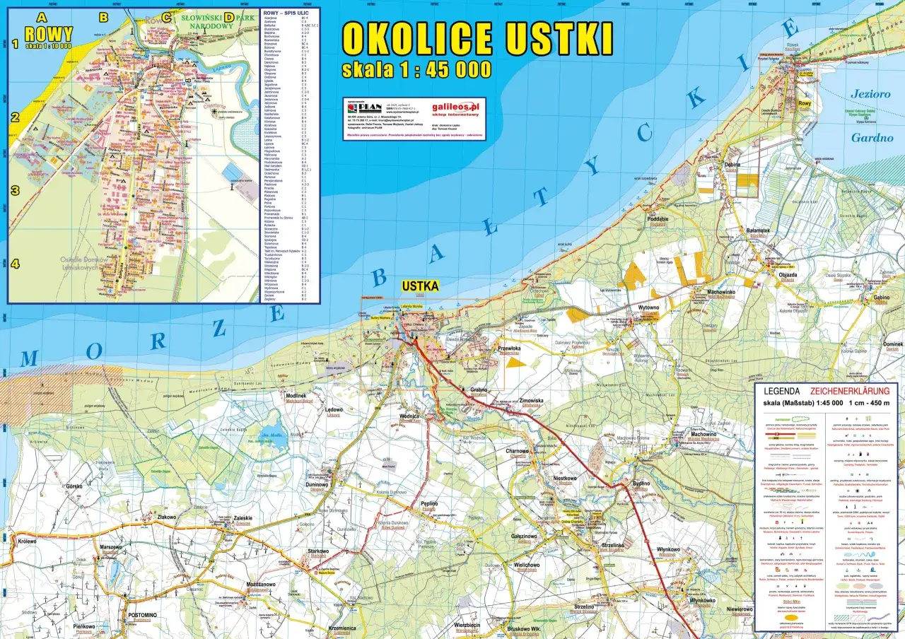Mapa Polski z zaznaczoną Ustką i głównymi miastami
