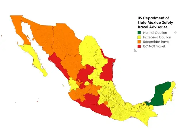 Mapa bezpieczeństwa Cancun strefy turystyczne