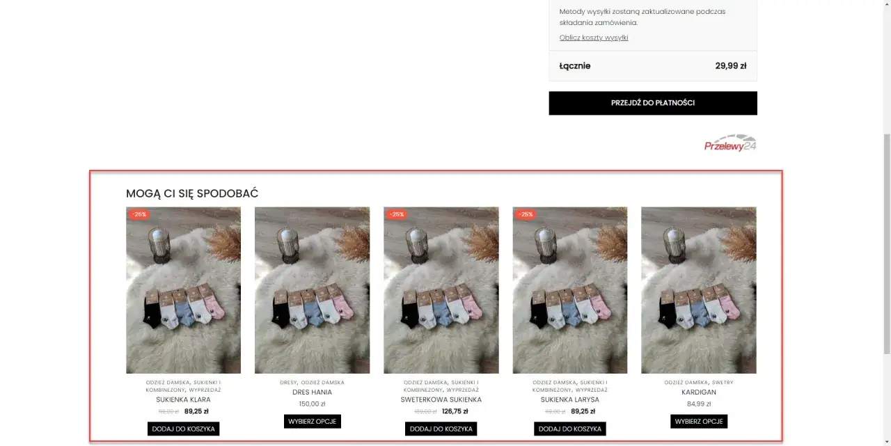 Kolekcja skarpetek i odzieży damskiej. Zobacz propozycje cross selling, które mogą Ci się spodobać.