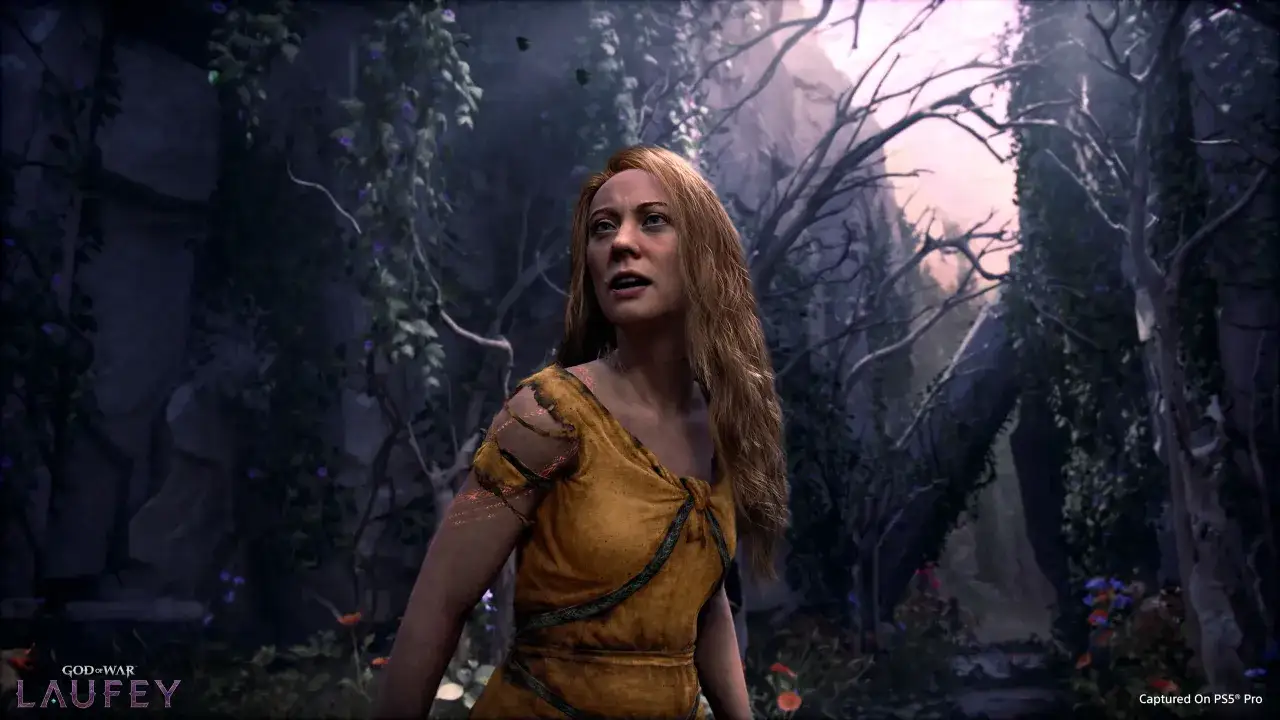 Laufey w mrocznym lesie, zastanawiając się, czy będzie kolejna część God of War.