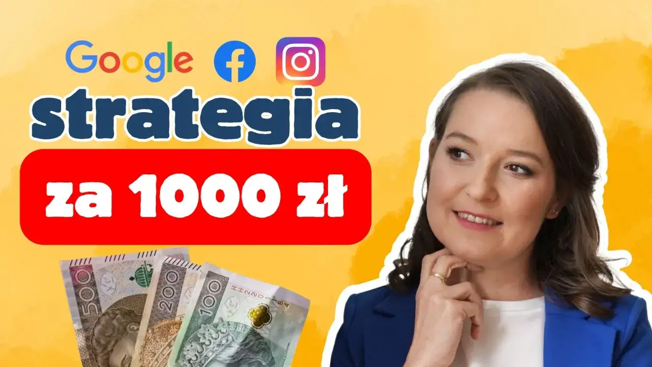 Kobieta z pieniędzmi, logo Google, Facebook, Instagram. 