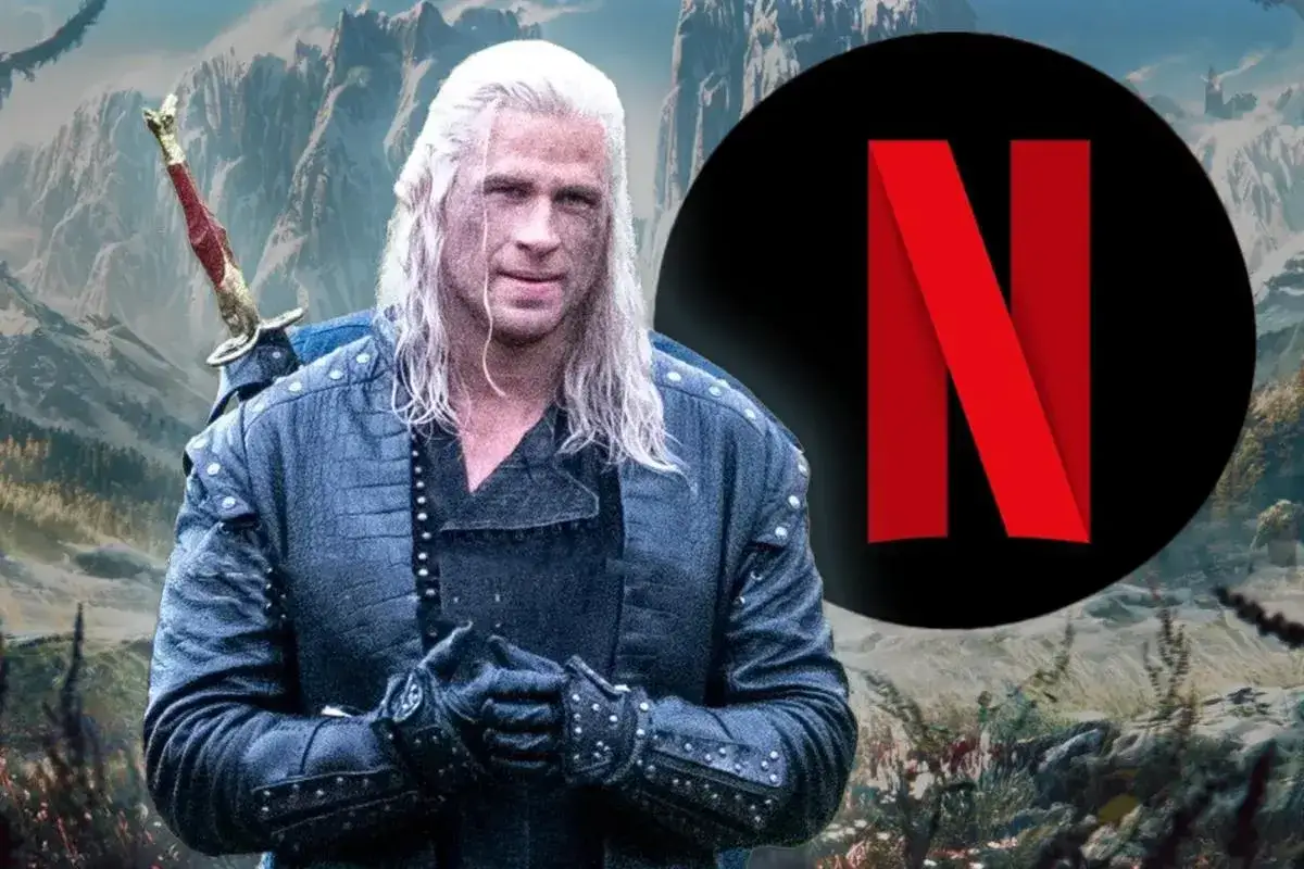 Geralt z Rivii, bohater serialu Wiedźmin, obok logo Netflix. Ile sezonów serialu Wiedźmin czeka na fanów?
