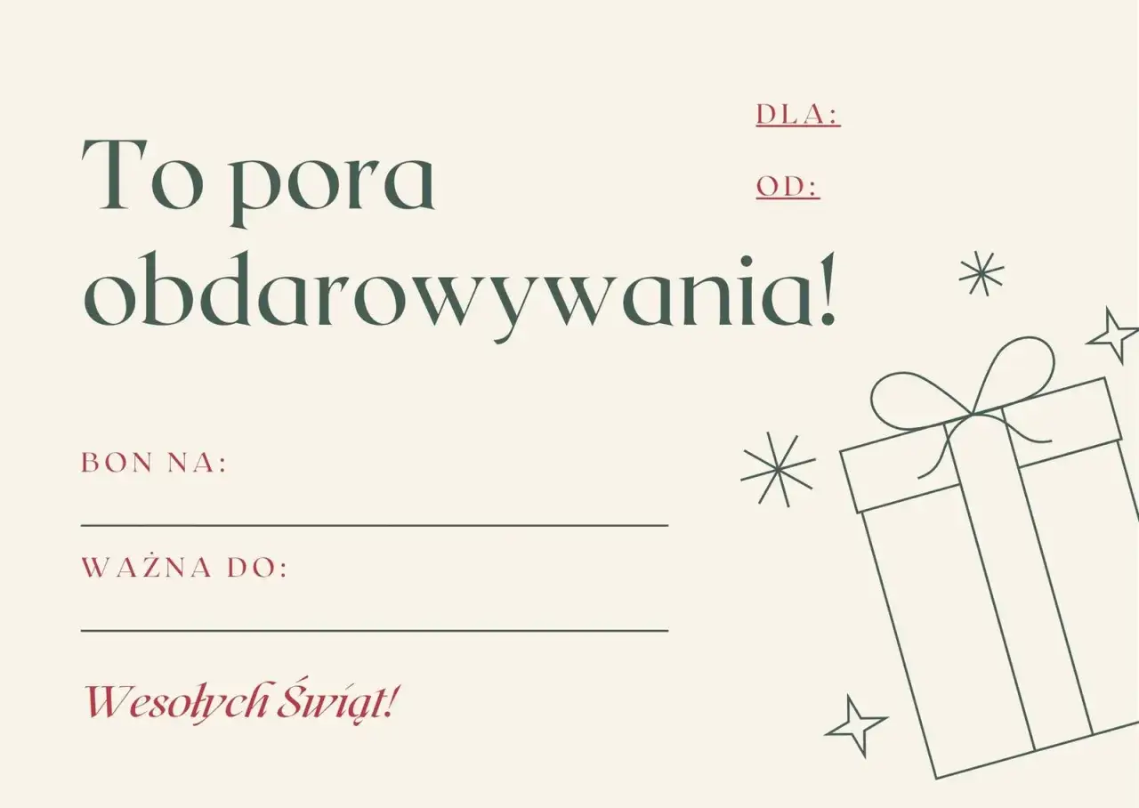 Darmowy voucher wzór do pobrania. Idealny na prezent, z miejscem na wpisanie 