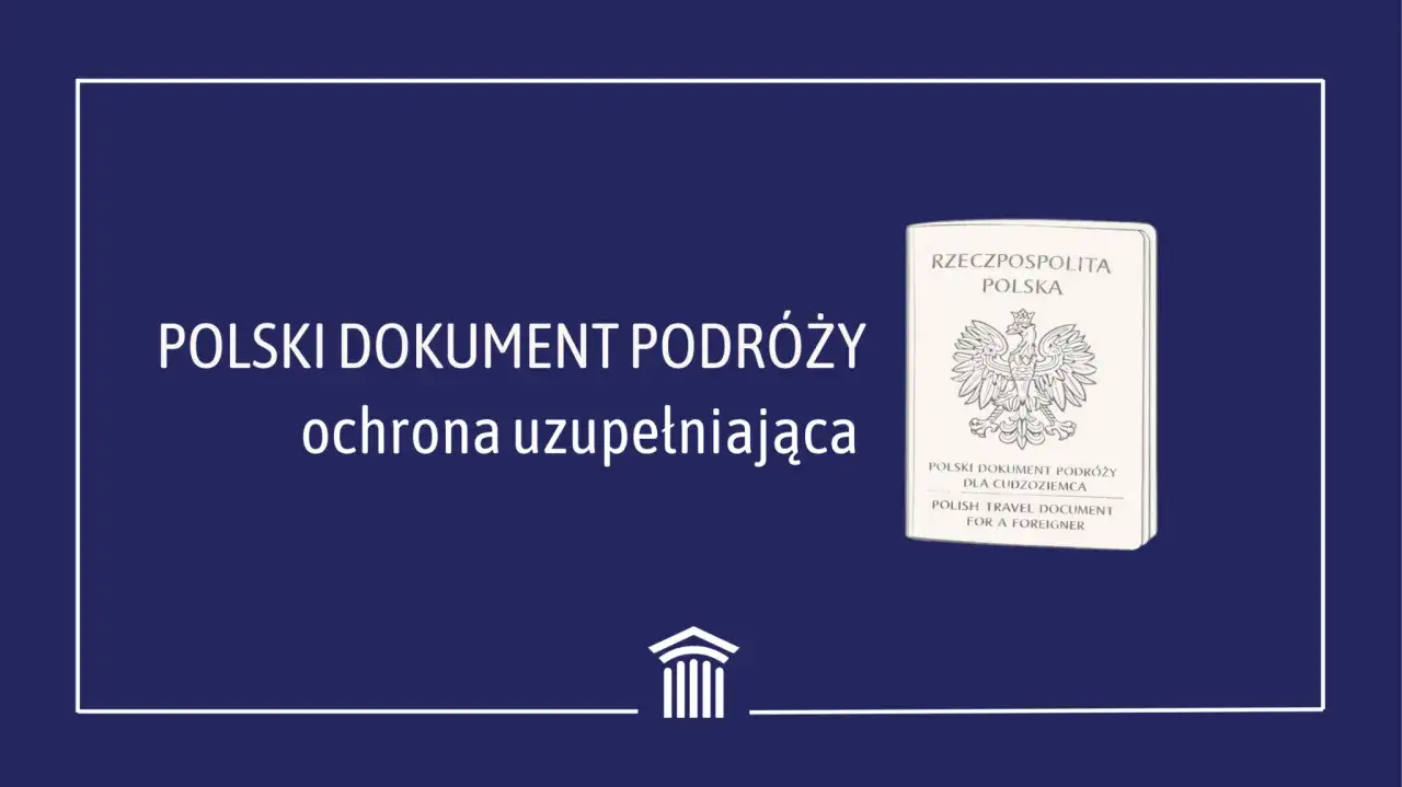 Ilustracja pokazuje, jak wygląda polski dokument podróży dla cudzoziemca, z orłem i napisem