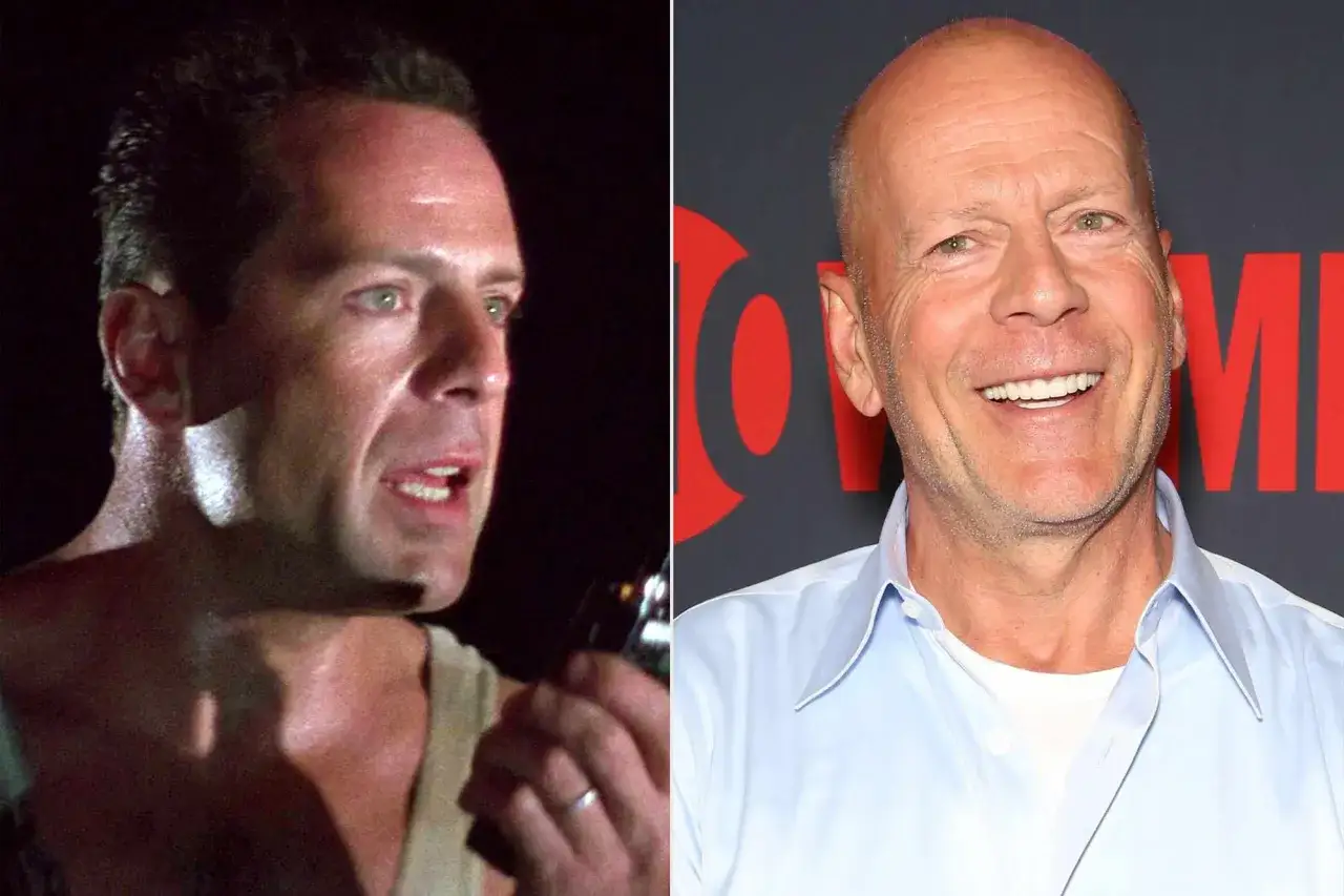 Bruce Willis som John McClane i Die Hard 2, till vänster, och ett senare porträtt av skådespelaren.