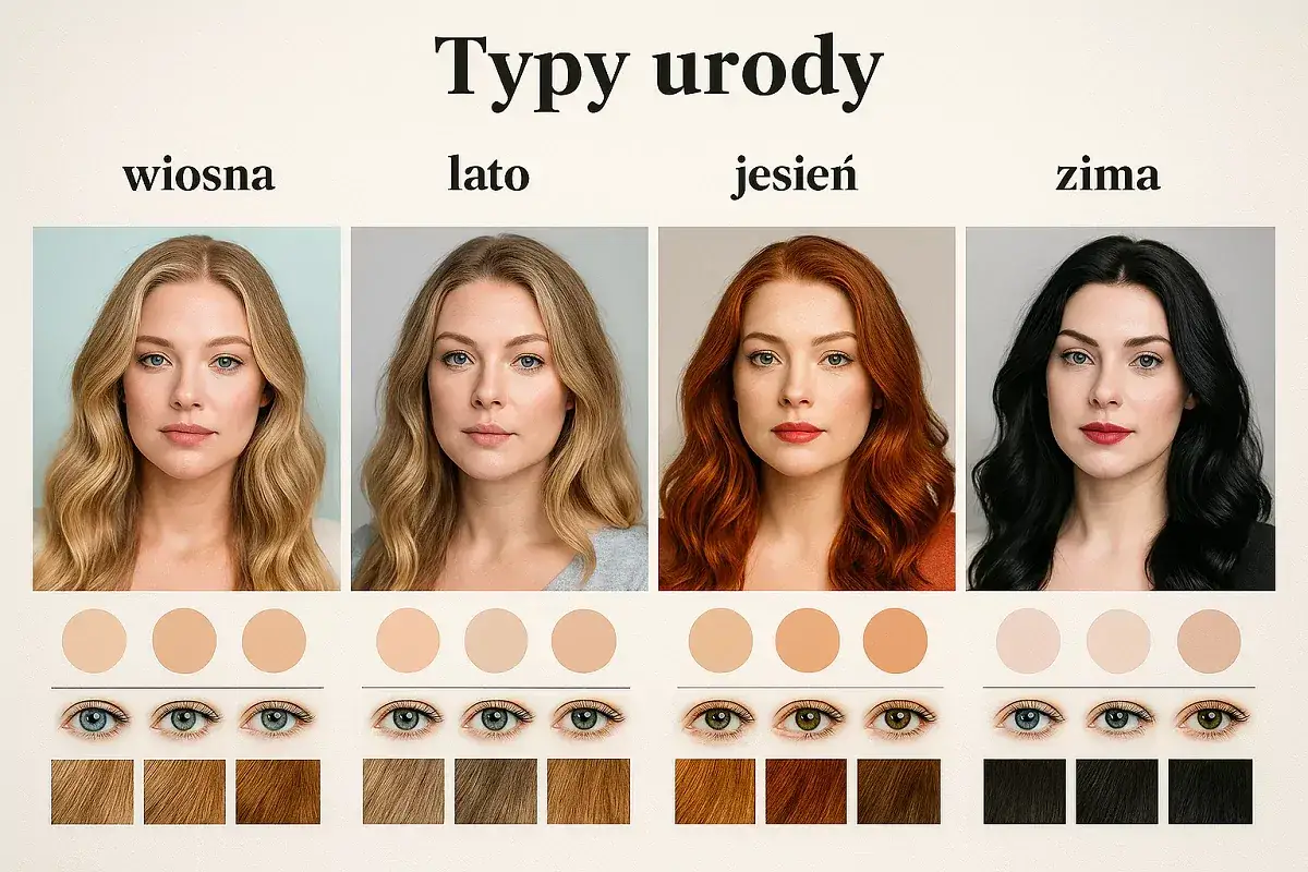 Cztery typy urody: wiosna, lato, jesień, zima. Jesień prezentuje rudowłose kobiety i odcienie brązu w makijażu i włosach.