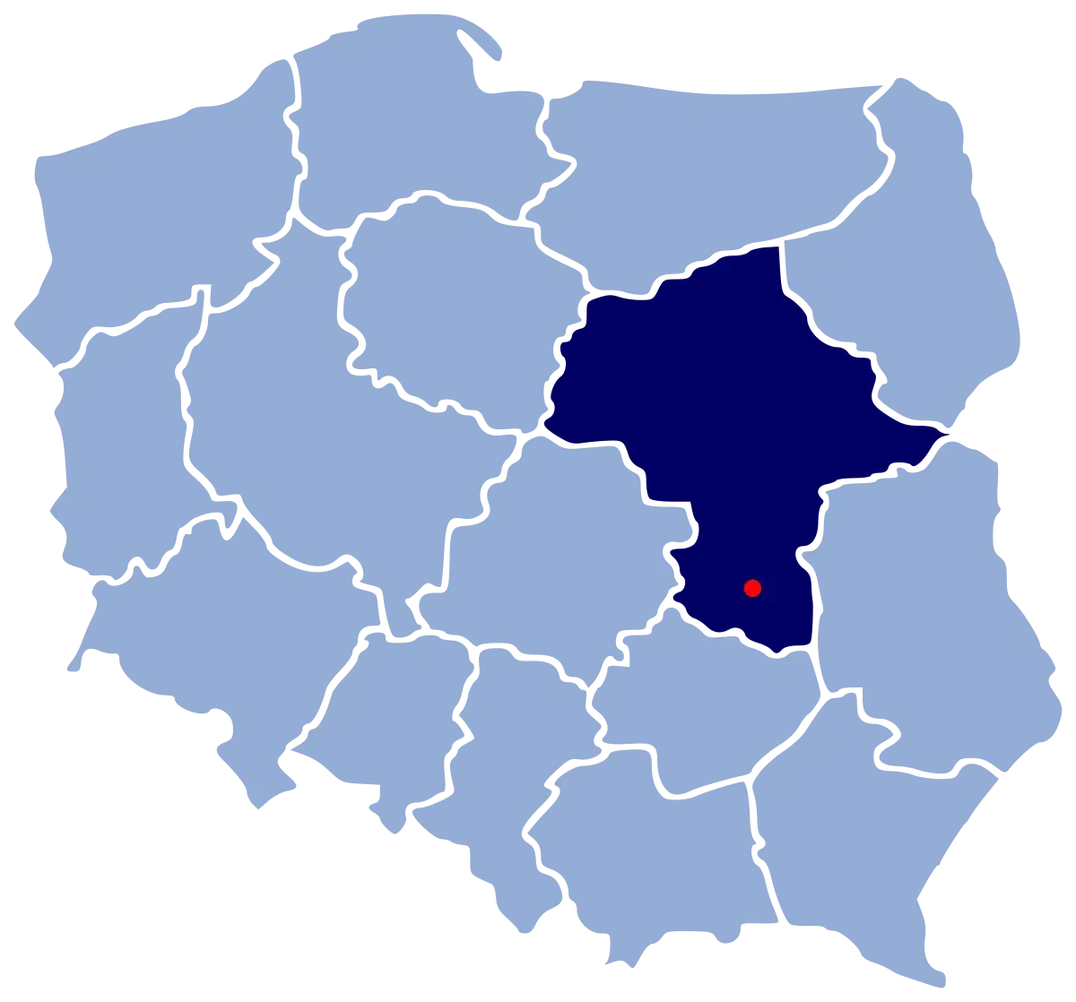 Mapa Polski Radom miasta podobnej wielkości