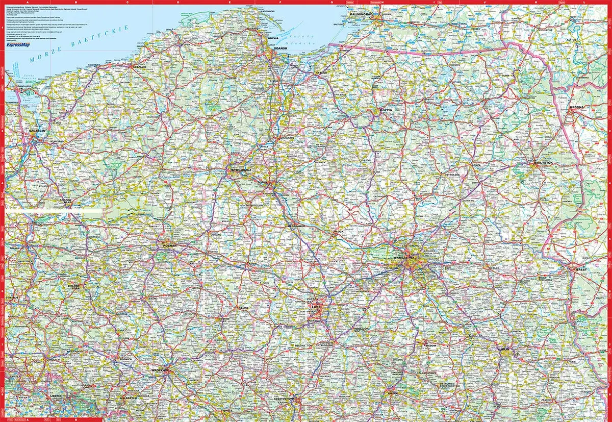 Mapa Polski z zaznaczonymi trasami transportowymi i symbolami pieniędzy