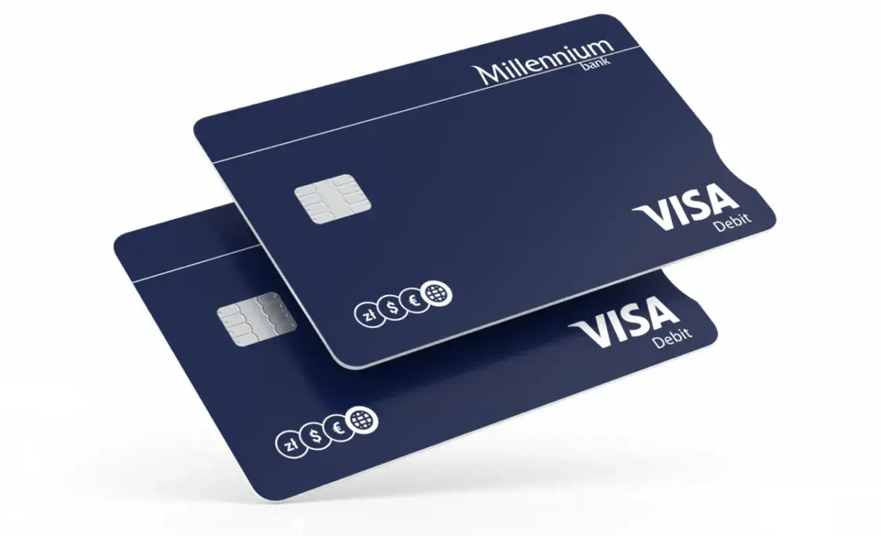 Dwie karty Visa Debit Banku Millennium. Sprawdź, jakie są millennium konto 360 opłaty i korzyści.
