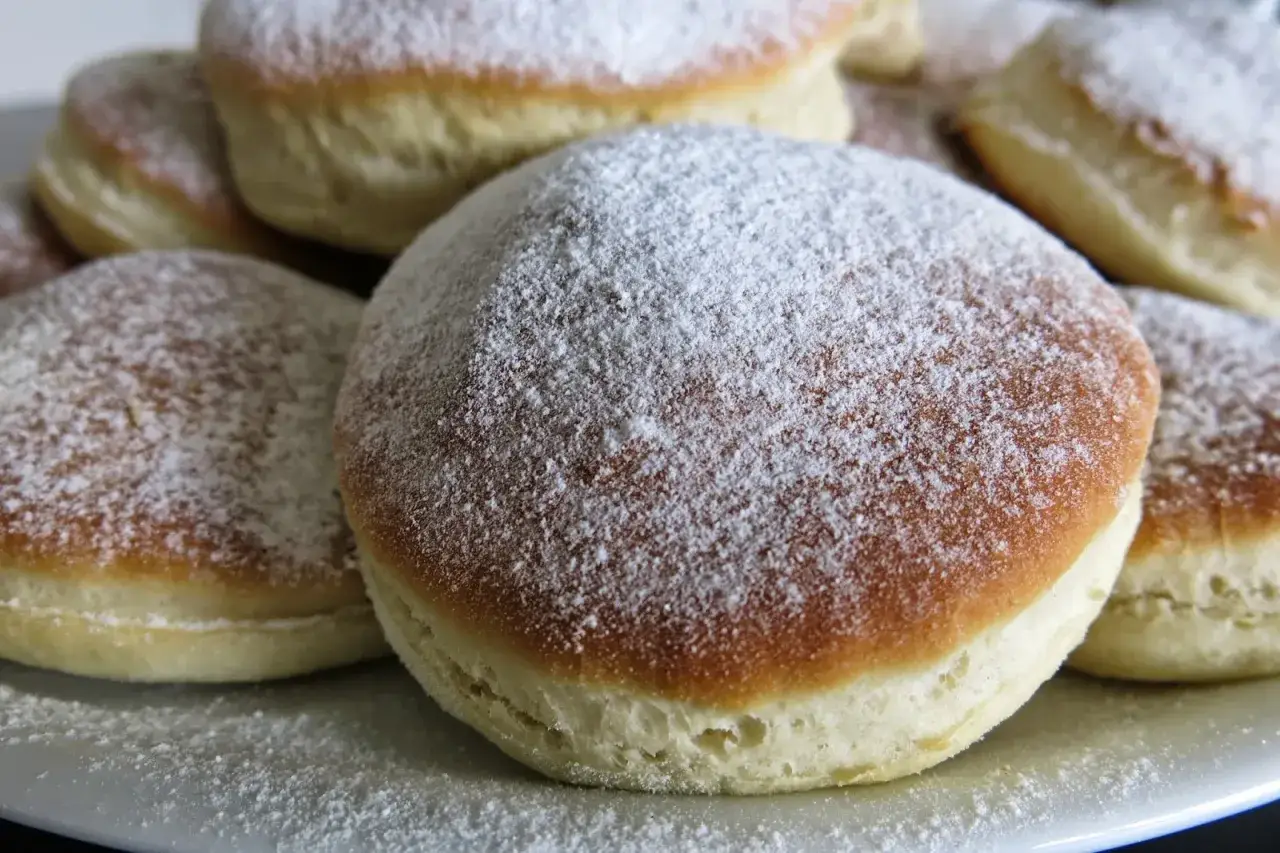 Puszyste pączki z piekarnika, posypane obficie cukrem pudrem, kuszą swoim wyglądem. Idealne na tłusty czwartek!