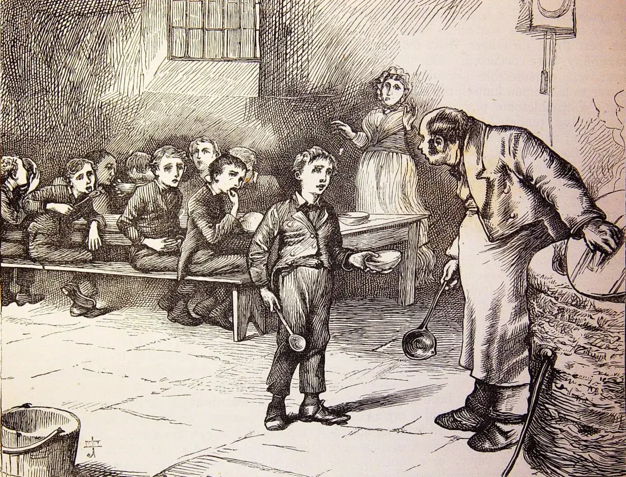 Ilustracja przedstawiająca stos klasycznych książek z różnych epok i kultur
