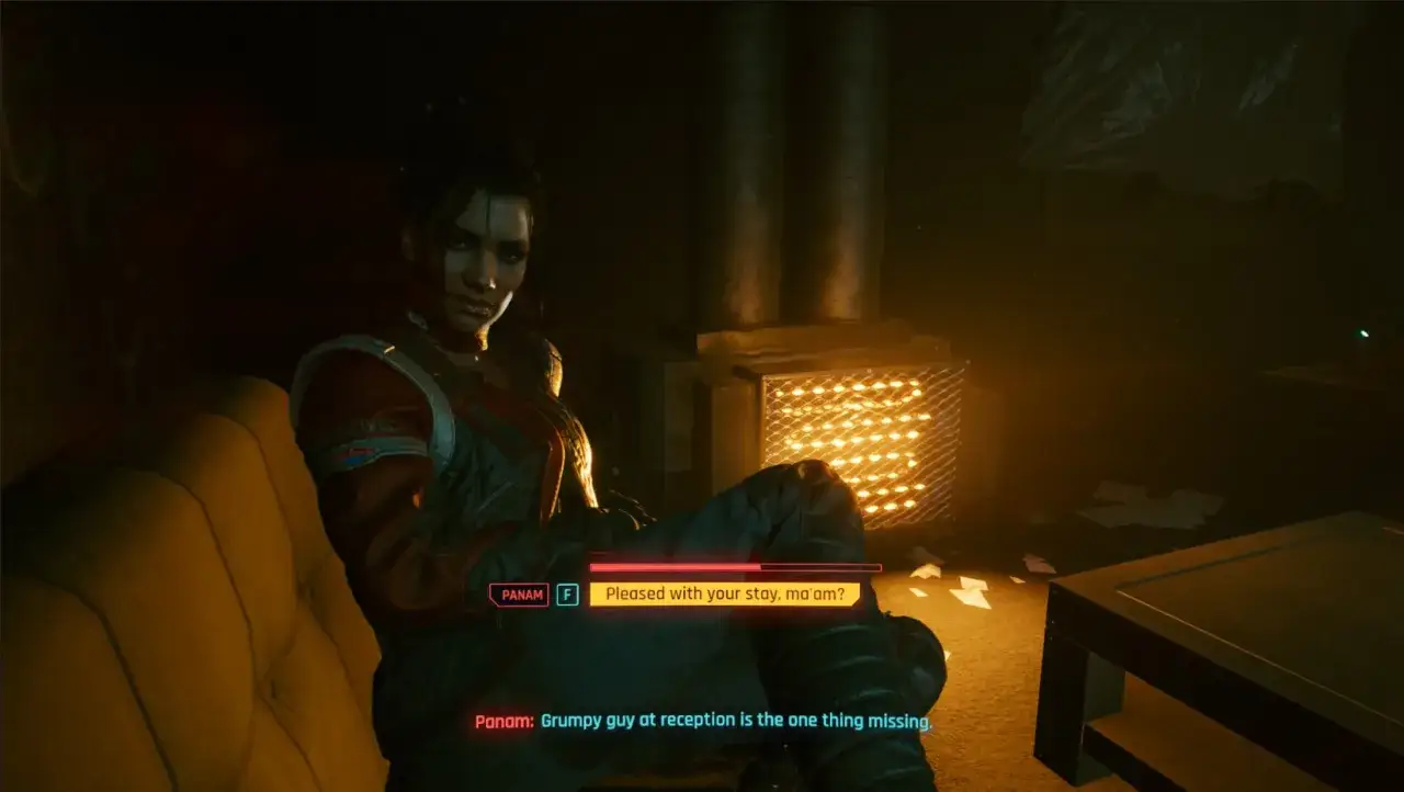Panam, bohaterka z gry Cyberpunk 2077, w swoim stylu, oferuje wskazówki do panam romance guide.
