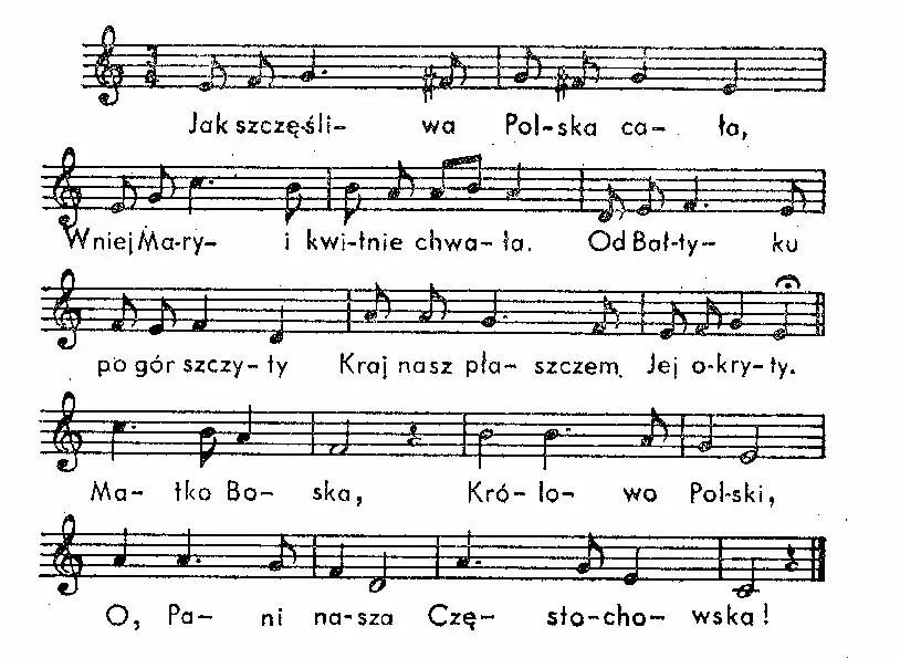 Jak szczęśliwa Polska cała nuty proste fortepian