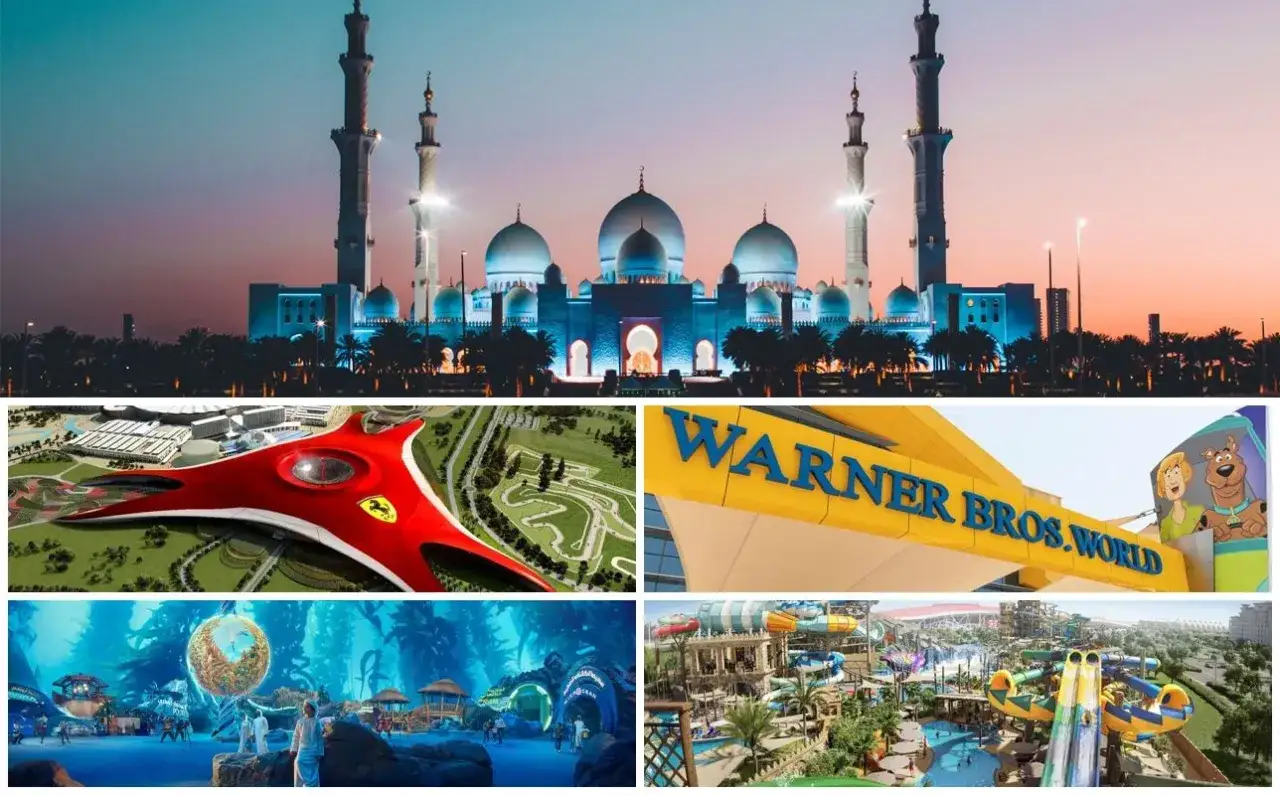 Abu Dhabi co zobaczyć: Wielki Meczet Szejka Zayeda, Ferrari World, Warner Bros. World, Yas Waterworld i inne atrakcje.