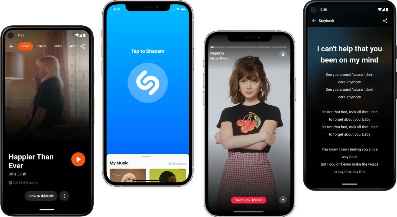 osoba używająca shazam na telefonie, rozpoznawanie muzyki