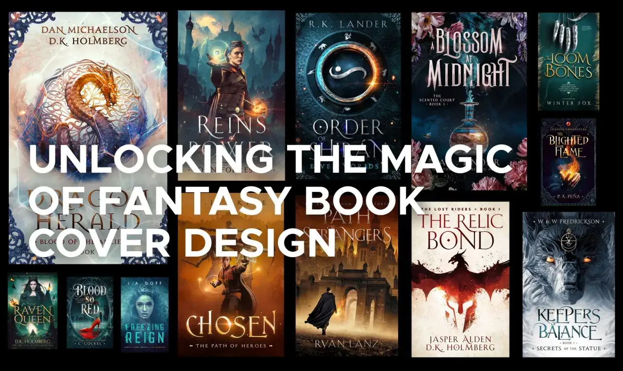 Kolekcja okładek najlepszych książek fantasy: smoki, magowie i tajemnicze światy.