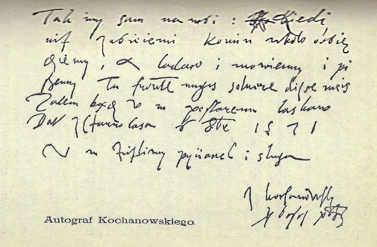 Autograf Kochanowskiego, fragment 