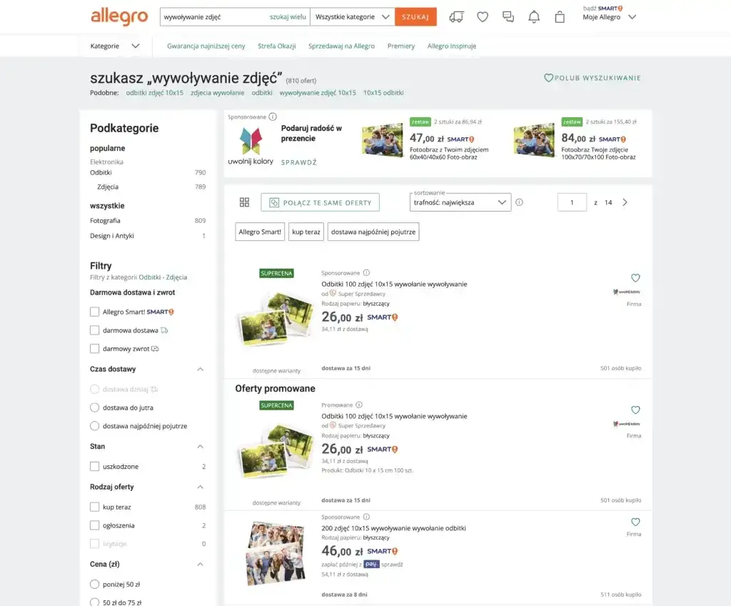 por&oacute;wnanie popularnych fotolab&oacute;w online w Polsce