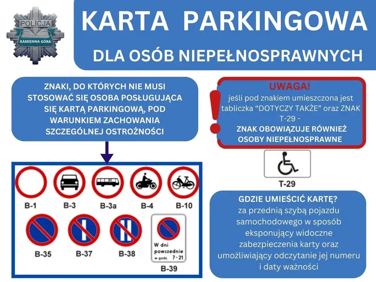 Karta parkingowa dla os&oacute;b niepełnosprawnych: zasady stosowania, znaki, gdzie umieścić kartę. Informacje o tym, komu przysługuje karta parkingowa.