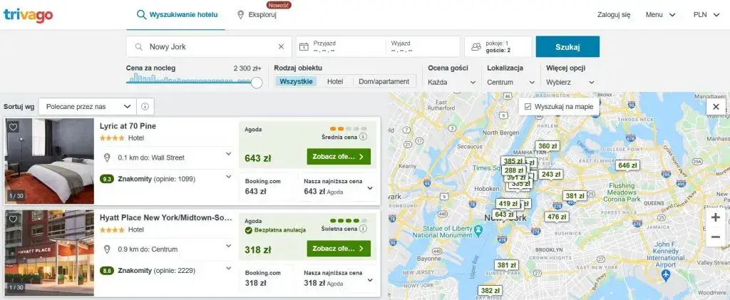 Różne platformy rezerwacji noclegów, ikony Booking Airbnb Trivago