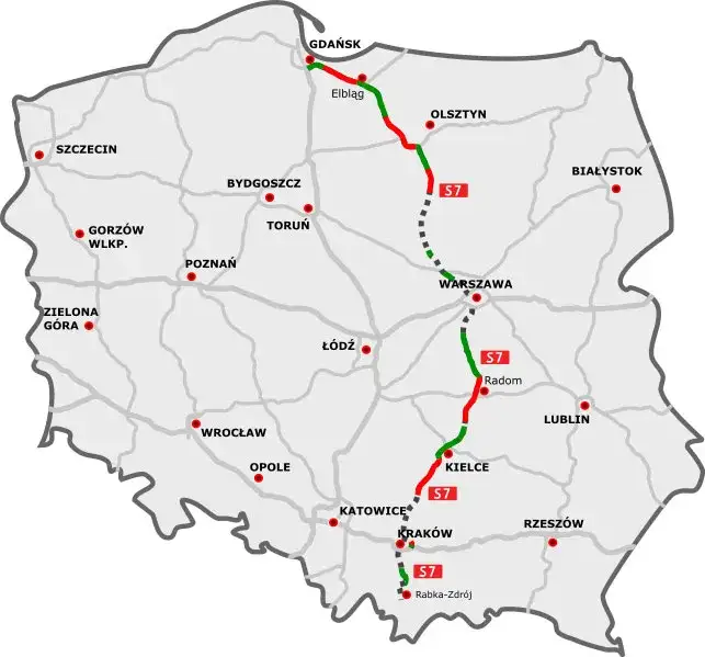 Mapa trasy Warszawa Gdańsk autostrada
