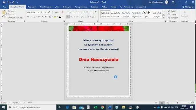 rozwiązywanie problemów word zaproszenia