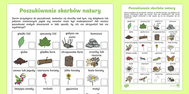 przykładowa karta pracy z przyrody dla dzieci