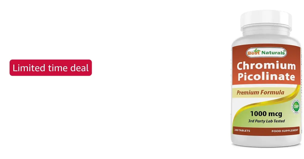 Suplement diety Best Naturals Chromium Picolinate 1000 mcg. Dowiedz się, o jakiej porze przyjmować chrom dla najlepszych efektów. Oferta ograniczona czasowo!
