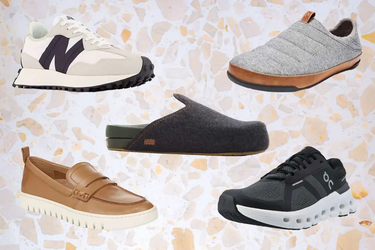 Variedad de zapatos recomendados por pod&oacute;logos: zapatillas deportivas, mocasines, zuecos y zapatillas casuales.