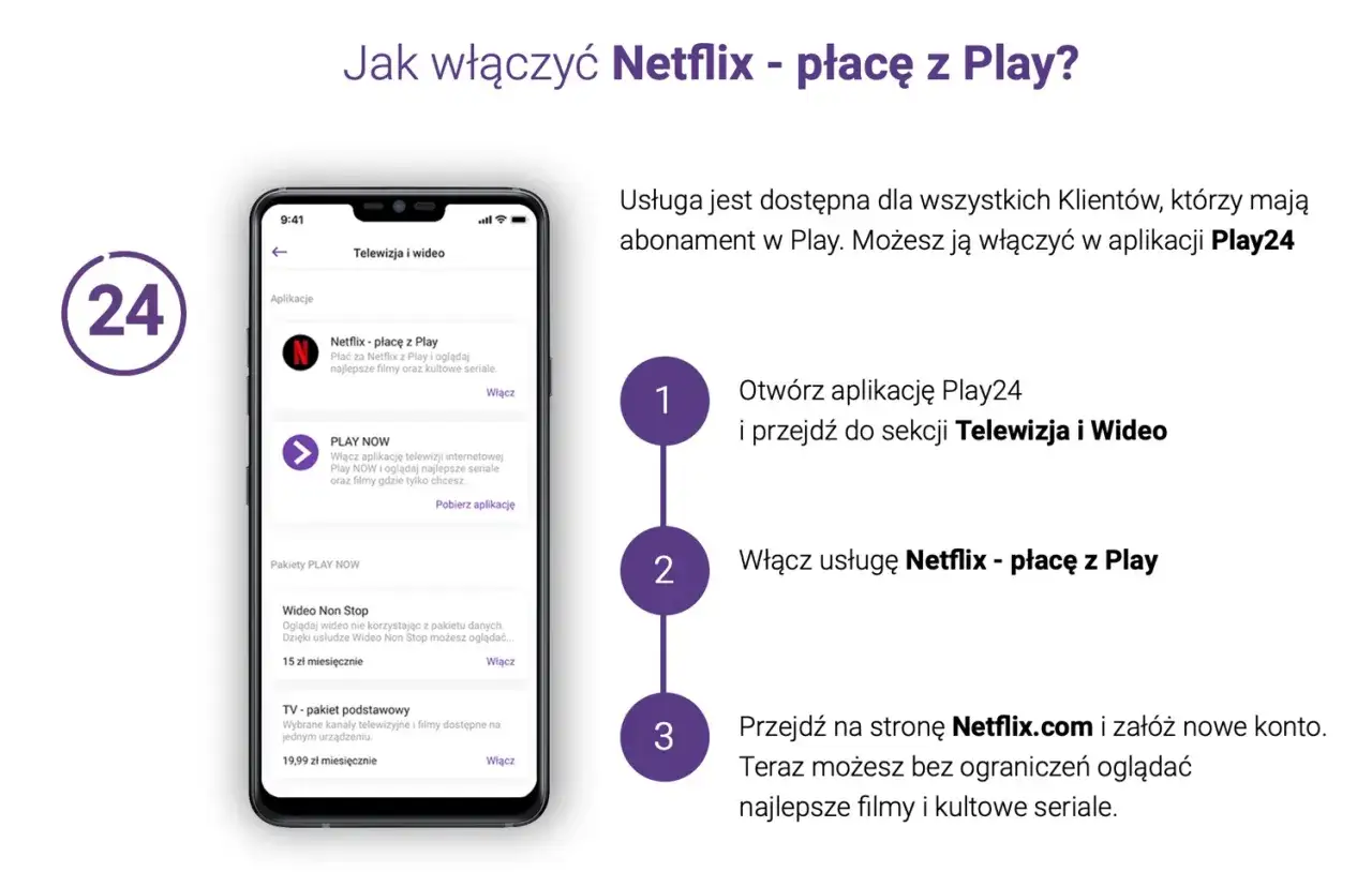 Jak włączyć Netflix - płacę z Play? Otwórz Play24, włącz usługę i oglądaj seriale.