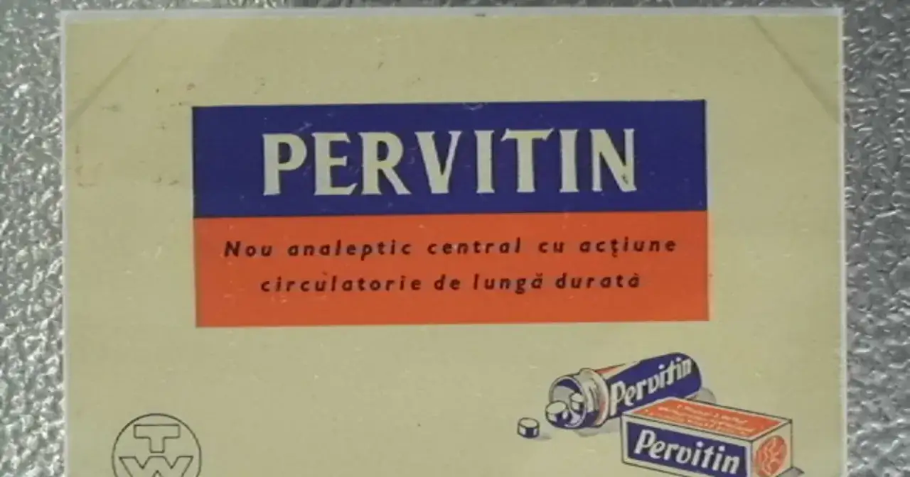 Pervitin: nowy środek o działaniu pobudzającym krążenie. Opakowanie leku Pervitin.