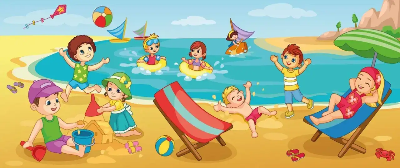Dzieci bawią się na plaży, budują zamki z piasku i pływają w wodzie. Czy można się kąpać w Jeziorze Jamno? Wygląda na to, że tak!