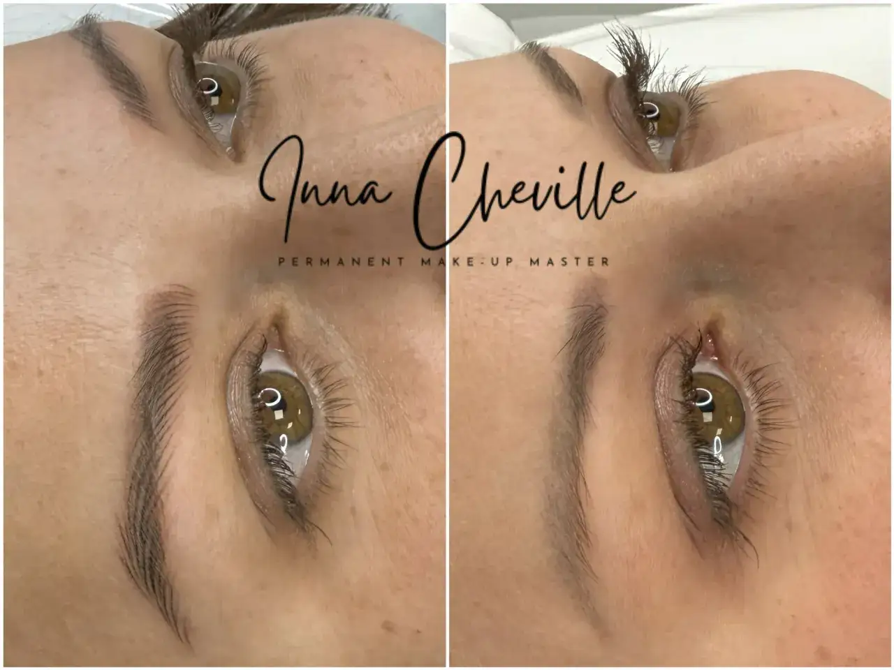 Avant/après : sourcils permanent effet naturel. Des lignes fines et délicates pour un regard sublimé.
