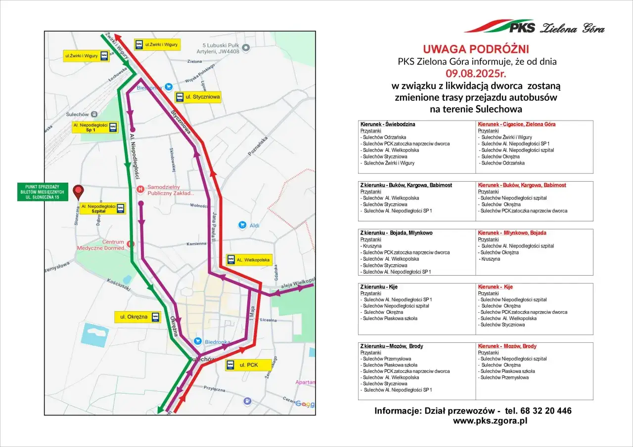 Dworzec PKS Zielona G&oacute;ra mapa