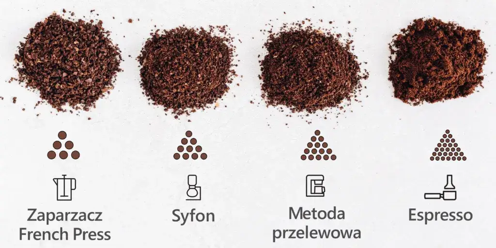 różne stopnie mielenia kawy do espresso