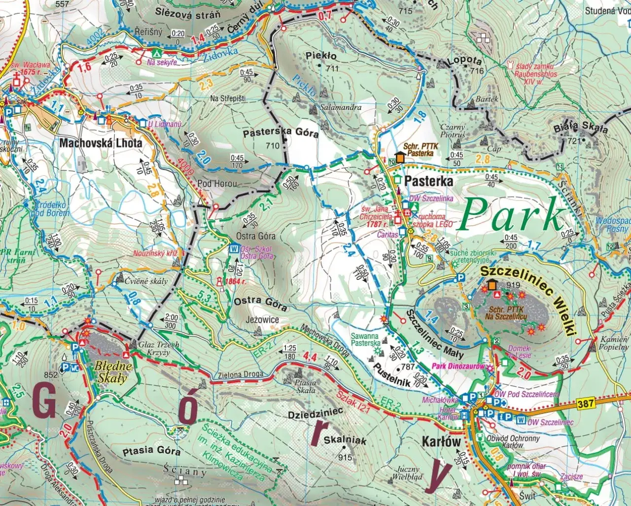 Góry Stołowe szlaki turystyczne mapa