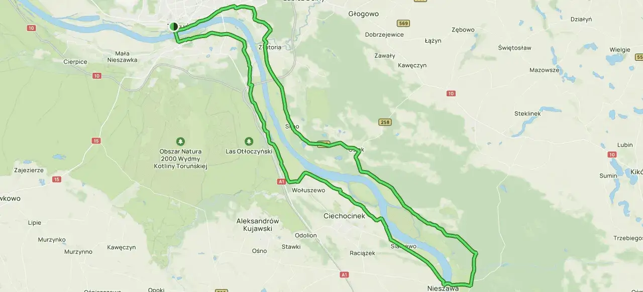 Trasa rowerowa wokół Ciechocinka i Nieszawy, prowadząca przez malownicze okolice i tereny Natura 2000. Idealne miejsce na zwiedzanie.